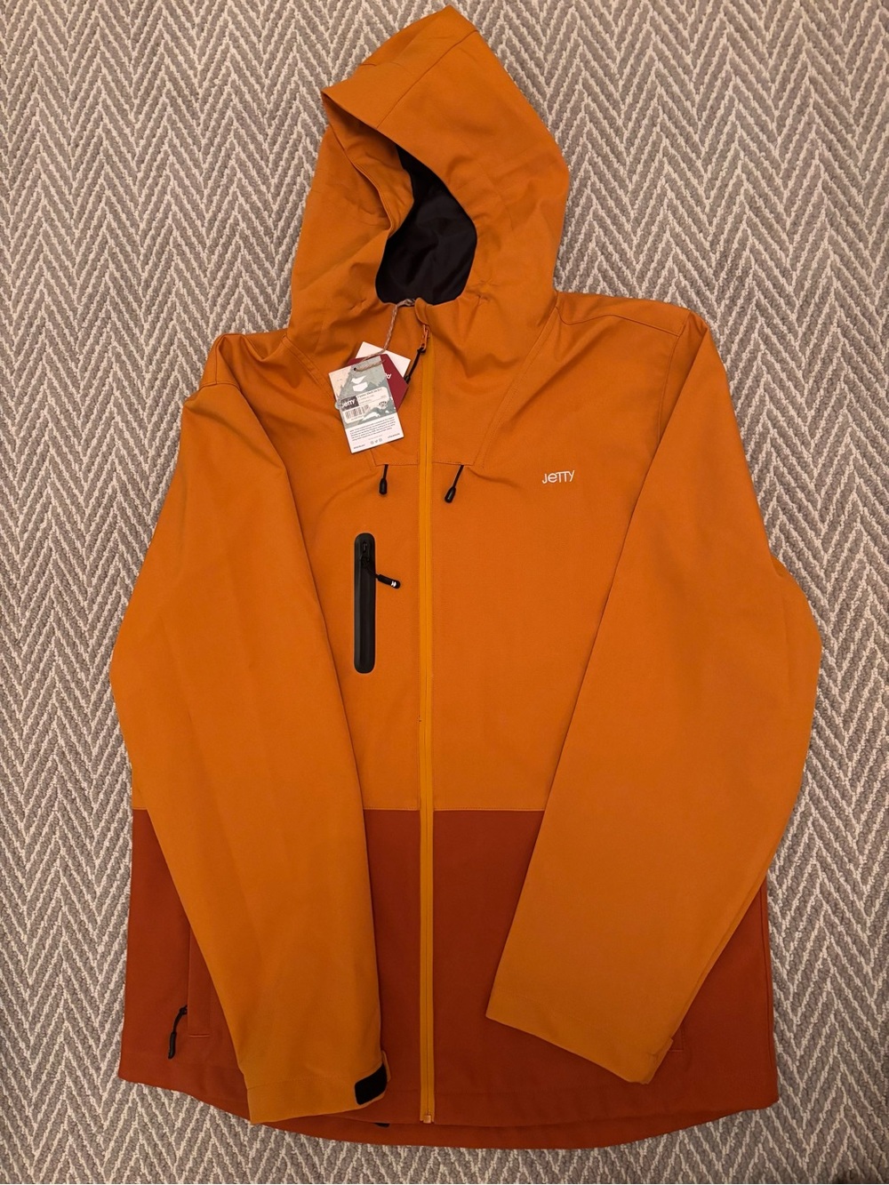 Jetty Men's Two-Tone Orange Hooded Rain Jacket
